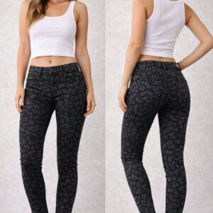 Hudson Black Animal Print Barbara High Waist Skinny Jeans, Size 28